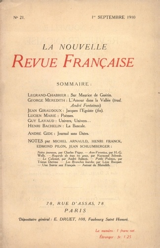 La Nouvelle Revue Française (1908-1943) N° 21 septembre 1910