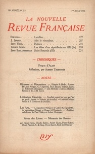  Gallimard - La Nouvelle Revue Française (1908-1943) N° 215 août 1931 : .