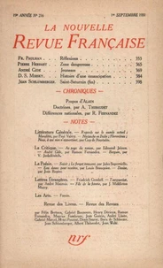 La Nouvelle Revue Française (1908-1940) N° 216 sept 1931