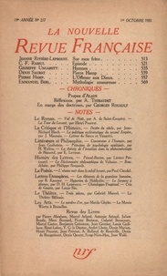  Gallimard - La Nouvelle Revue Française (1908-1943) N° 217 octobre 1931 : .