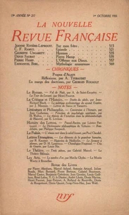 La Nouvelle Revue Française (1908-1940) N° 217 octobre 1931