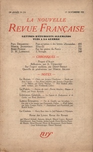  Gallimard - La Nouvelle Revue Française (1908-1943) N° 218 novembre 1931 : .