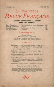 La Nouvelle Revue Française (1908-1940) N° 218 novembre 1931