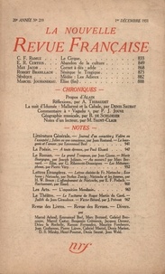  Gallimard - La Nouvelle Revue Française (1908-1943) N° 219 décembre 1931 : .