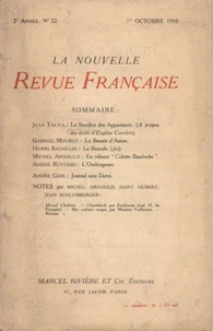 La Nouvelle Revue Française (1908-1940) N° 22 octobre 1910