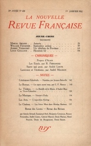  Gallimard - La Nouvelle Revue Française (1908-1943) N° 220 janvier 1932 : .
