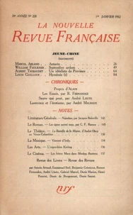 La Nouvelle Revue Française (1908-1940) N° 220 janvier 1932
