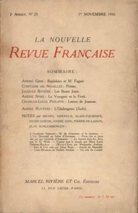 La Nouvelle Revue Française (1908-1940) N° 23 novembre 1910