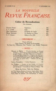 La Nouvelle Revue Française (1908-1940) N° 231 décembre 1932