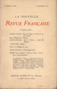 La Nouvelle Revue Française (1908-1940) N° 25 février 1911