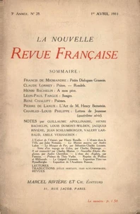 La Nouvelle Revue Française (1908-1940) N° 28 avril 1911