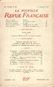  Gallimard - La Nouvelle Revue Française (1908-1943) N° 286 juillet 1937 : .
