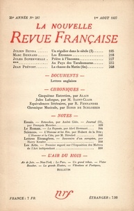  Gallimard - La Nouvelle Revue Française (1908-1943) N° 287 août 1937 : .