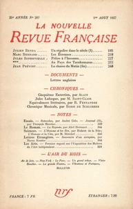 La Nouvelle Revue Française (1908-1940) N° 287 août 1937