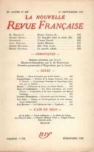 La Nouvelle Revue Française (1908-1940) N° 288 sept 1937