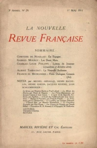 La Nouvelle Revue Française (1908-1940) N° 29 mai 1911