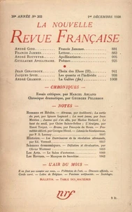 La Nouvelle Revue Française (1908-1940) N° 303 décembre 1938