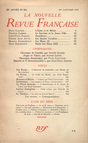 La Nouvelle Revue Française (1908-1943) N° 304 janvier 1939