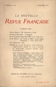  Gallimard - La Nouvelle Revue Française (1908-1943) N° 31 juillet 1911 : .