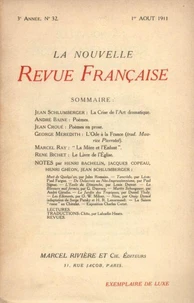 La Nouvelle Revue Française (1908-1940) N° 32 août 1911