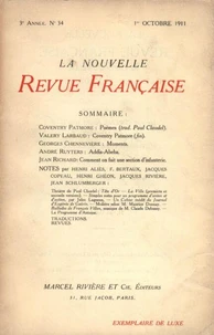 La Nouvelle Revue Française (1908-1940) N° 34 octobre 1911