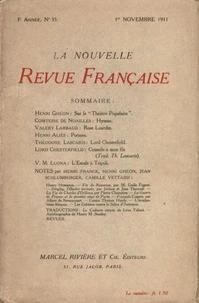 La Nouvelle Revue Française (1908-1940) N° 35 novembre 1911