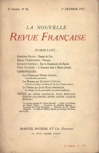 La Nouvelle Revue Française (1908-1940) N° 38 février 1912