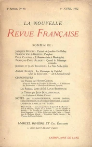 La Nouvelle Revue Française (1908-1940) N° 40 avril 1912