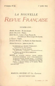 La Nouvelle Revue Française (1908-1940) N° 42 juin 1912