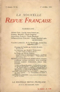 La Nouvelle Revue Française (1908-1940) N° 52 avril 1913