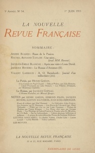  Gallimard - La Nouvelle Revue Française (1908-1943) N° 54 juin 1913 : .