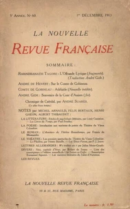 La Nouvelle Revue Française (1908-1940) N° 60 décembre 1913