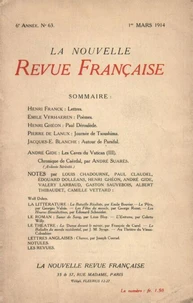 La Nouvelle Revue Française (1908-1940) N° 63 mars 1914