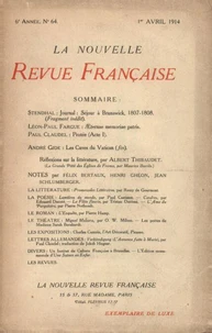 La Nouvelle Revue Française (1908-1940) N° 64 avril 1914