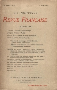  Gallimard - La Nouvelle Revue Française (1908-1943) N° 65 mai 1914 : .