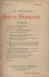 La Nouvelle Revue Française (1908-1940) N° 65 mai 1914