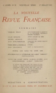 La Nouvelle Revue Française (1908-1940) N° 70 juillet 1919