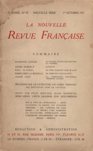  Gallimard - La Nouvelle Revue Française (1908-1943) N° 73 ocotbre 1919 : .