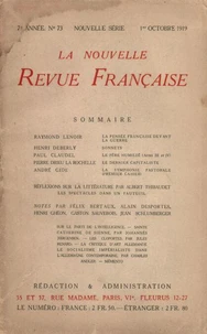 La Nouvelle Revue Française (1908-1940) N° 73 ocotbre 1919