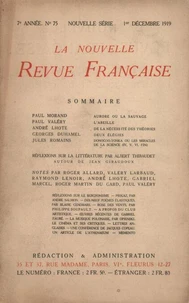 La Nouvelle Revue Française (1908-1940) N° 75 décembre 1919