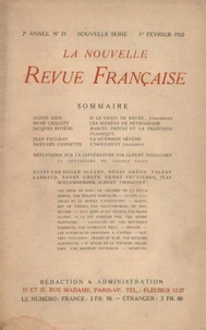 La Nouvelle Revue Française (1908-1940) N° 77 février 1920