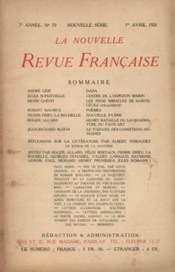 La Nouvelle Revue Française (1908-1940) N° 79 avril 1920
