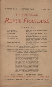  Gallimard - La Nouvelle Revue Française (1908-1943) N° 80 mai 1920 : .