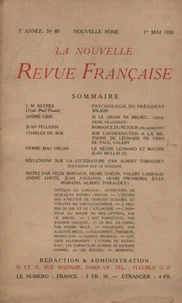 La Nouvelle Revue Française (1908-1940) N° 80 mai 1920