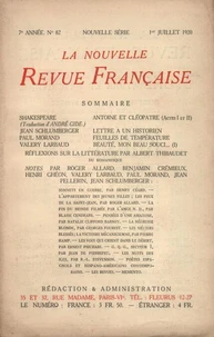 La Nouvelle Revue Française (1908-1940) N° 82 juillet 1920