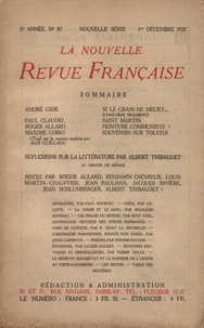  Gallimard - La Nouvelle Revue Française (1908-1943) N° 87 décembre 1920 : .