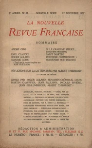 La Nouvelle Revue Française (1908-1940) N° 87 décembre 1920