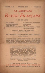 La Nouvelle Revue Française (1908-1940) N° 90 mars 1921