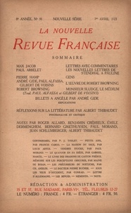  Gallimard - La Nouvelle Revue Française (1908-1943) N° 91 avril 1921 : .