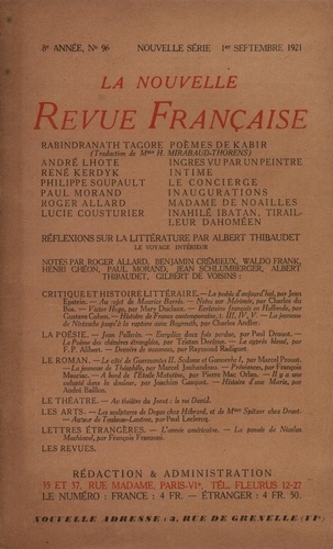 La Nouvelle Revue Française (1908-1943) N° 96 sept 1921